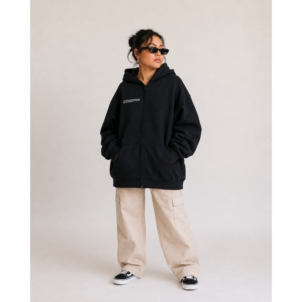 Pangaia x Netflix Organic Cotton Zip Up Hoodie Black XL Sustainable Loungewear
